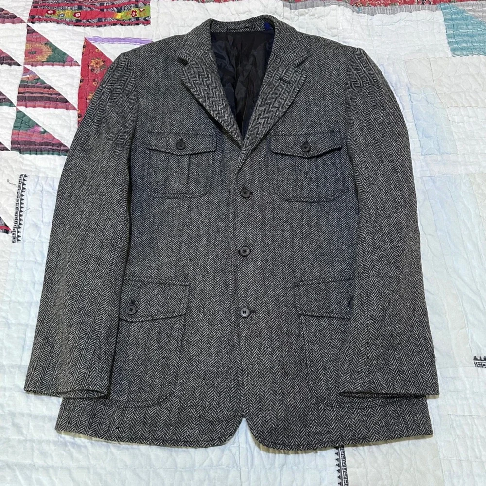 Martin + Osa Sport Coat Grey Herringbone Wool Blazer Fall 09 L 41/42